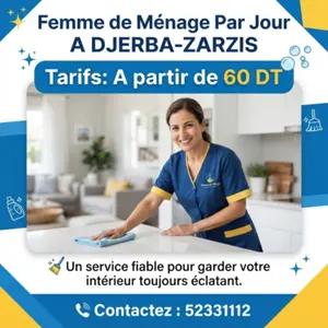 Femmes de ménage disponibles par jour dès 60 DT !