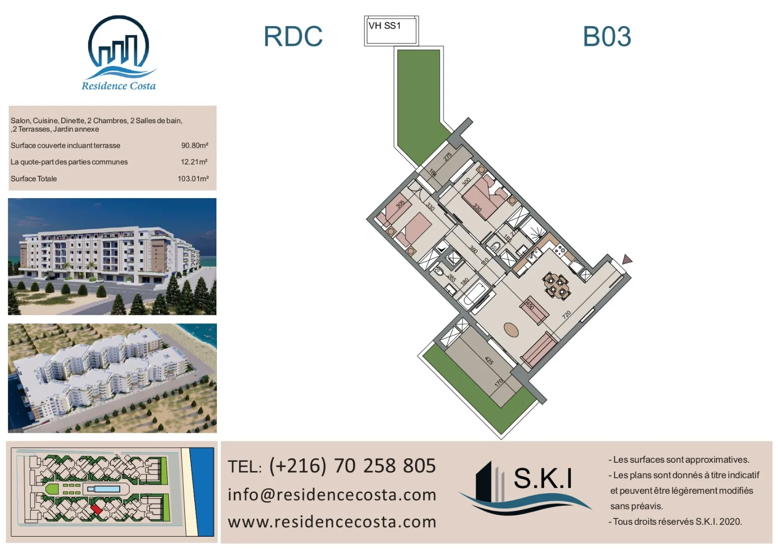 Appartement S+2 RDC avec jardin à Chott Meriem