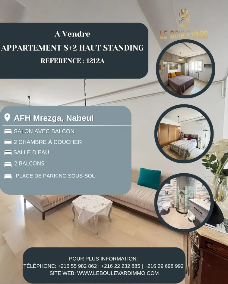 A Vendre Appartement S+2 Haut Standing à AFH Mrezga, Nabeul 