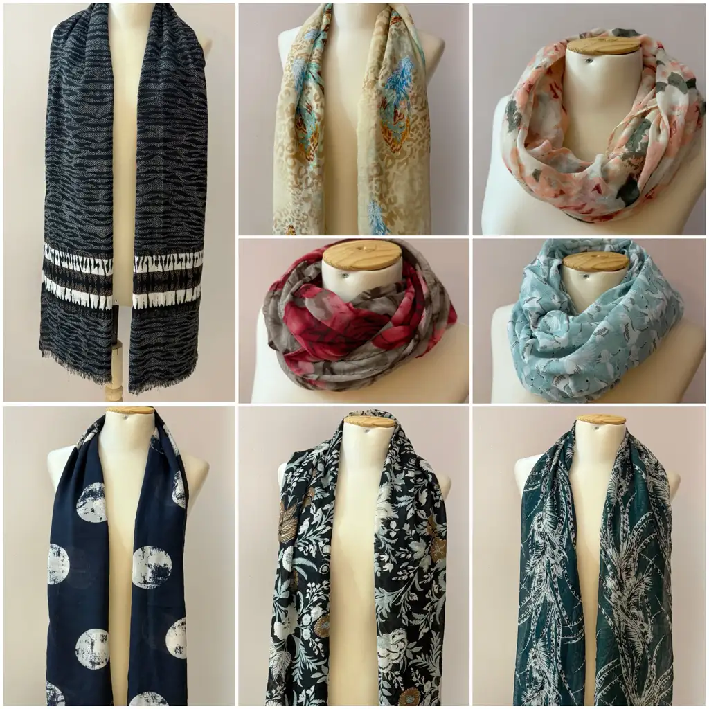 Lot 8 articles : foulards et châles.