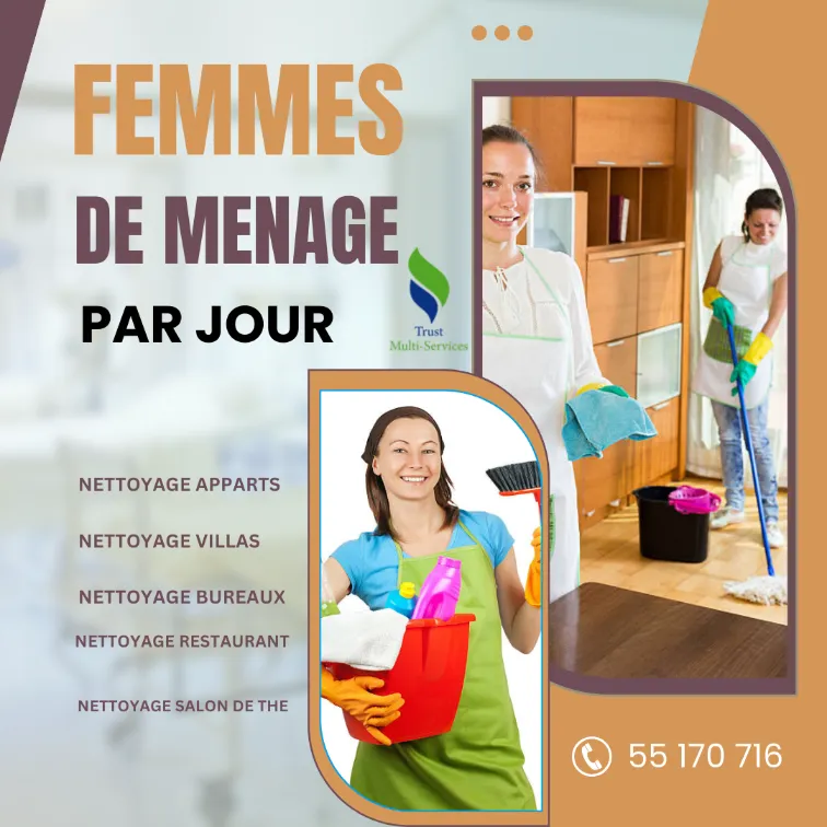   TMS propose des femmes de ménage pour faire le ménage A TUNIS 