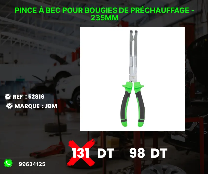 A VENDRE MATERIEL DE GARAGE REF : 52816 PINCE À BEC POUR BOUGIES DE PRÉCHAUFFAGE - 235MM