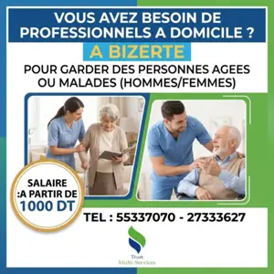 Garde de malades et accompagnement des personnes âgées à Bizerte