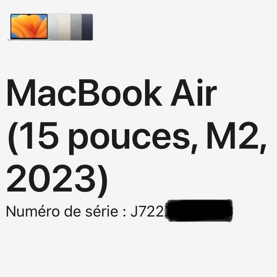 MacBook Air M2 - 15 Pouces (Jamais Utilisé )