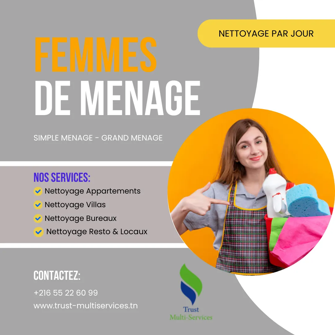  DES FEMMES DE MENAGE PAR JOUR A KSAR SAID