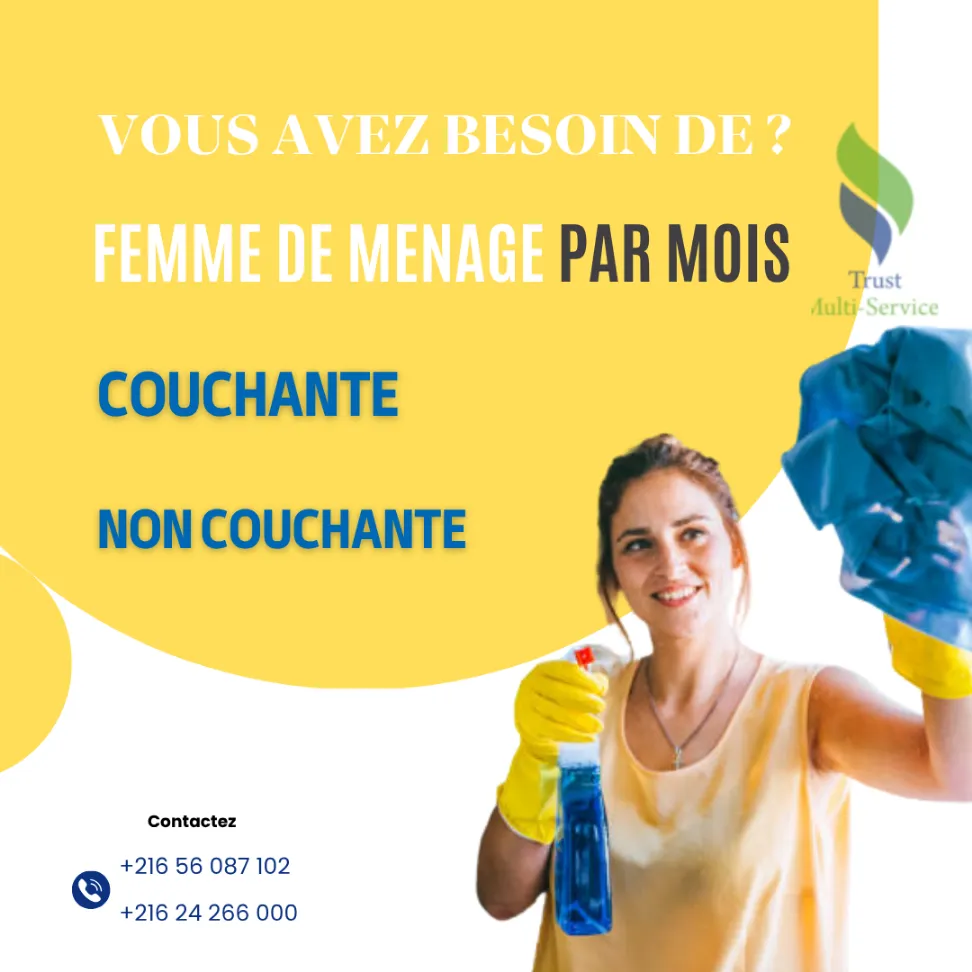 Vous cherchez une femme de ménage par Mois?