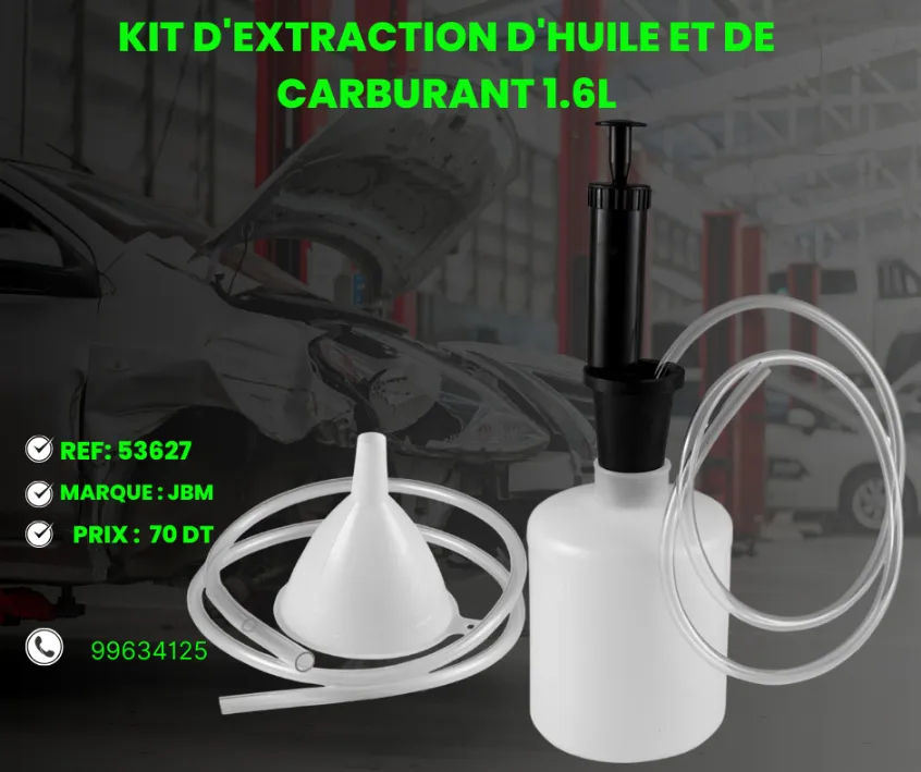 A VENDRE MATERIEL DE GARAGE REF : 53627 KIT D'EXTRACTION D'HUILE ET DE CARBURANT 1.6L