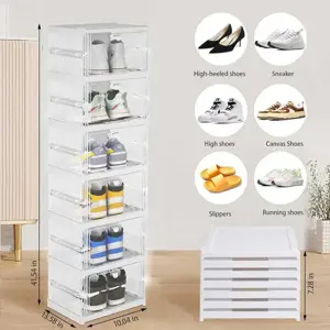 Meuble à chaussures 8 compartiments individuels avec des panneaux semi-transparents