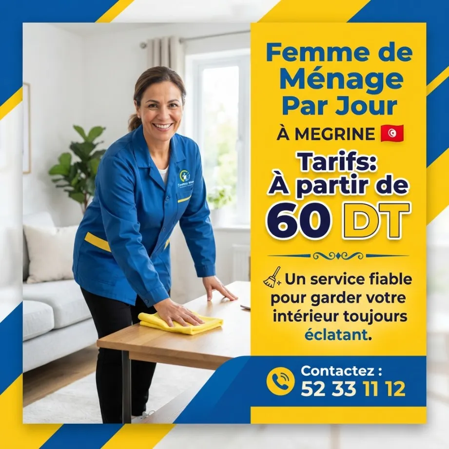FEMME DE MENAGE PAR JOUR A MEGRINE