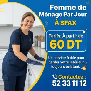 Femmes de ménage disponibles par jour dès 60 DT !