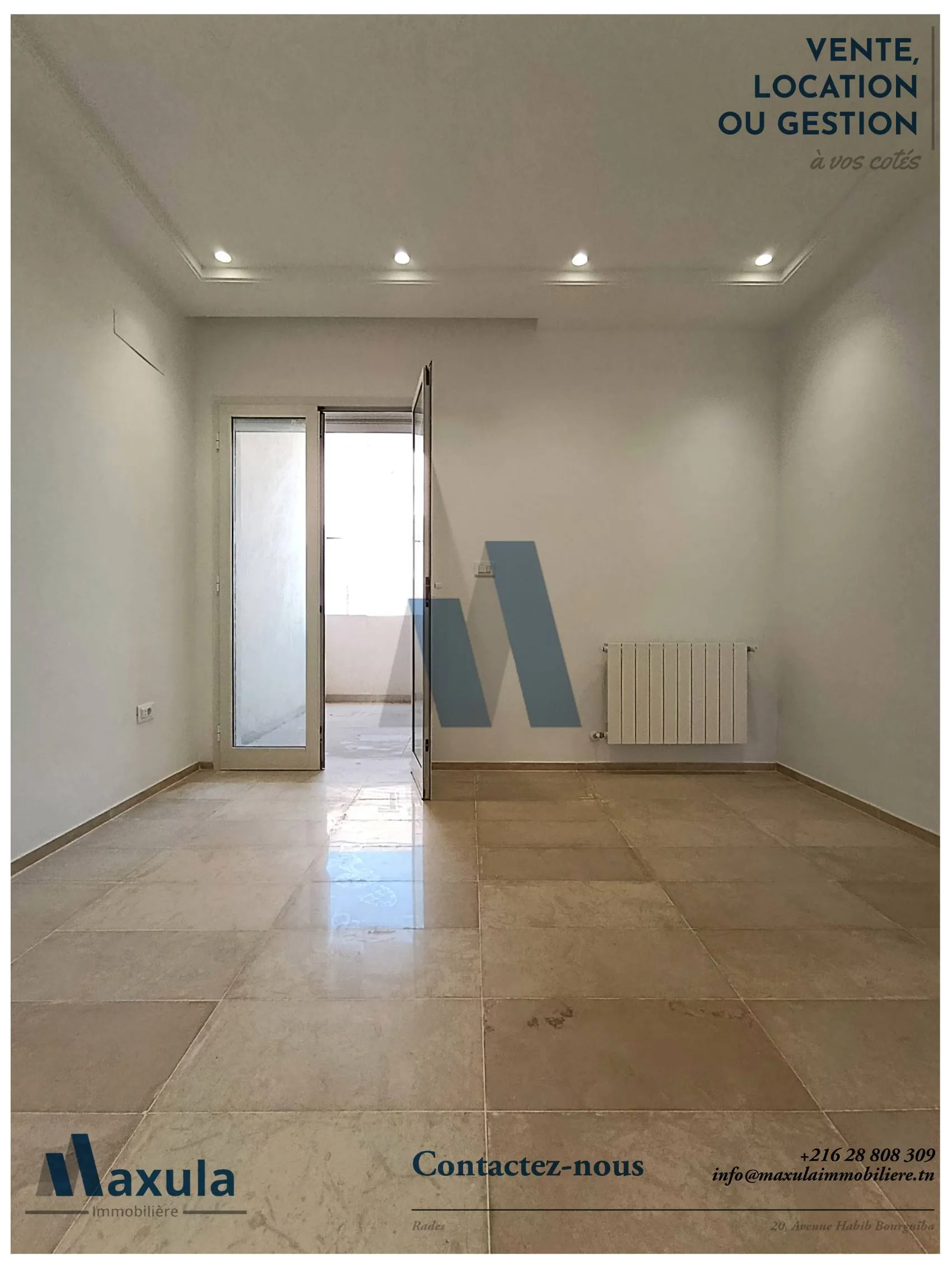 À LOUER APPARTEMENT S+2 À RADES PLAGE MONGI SLIM