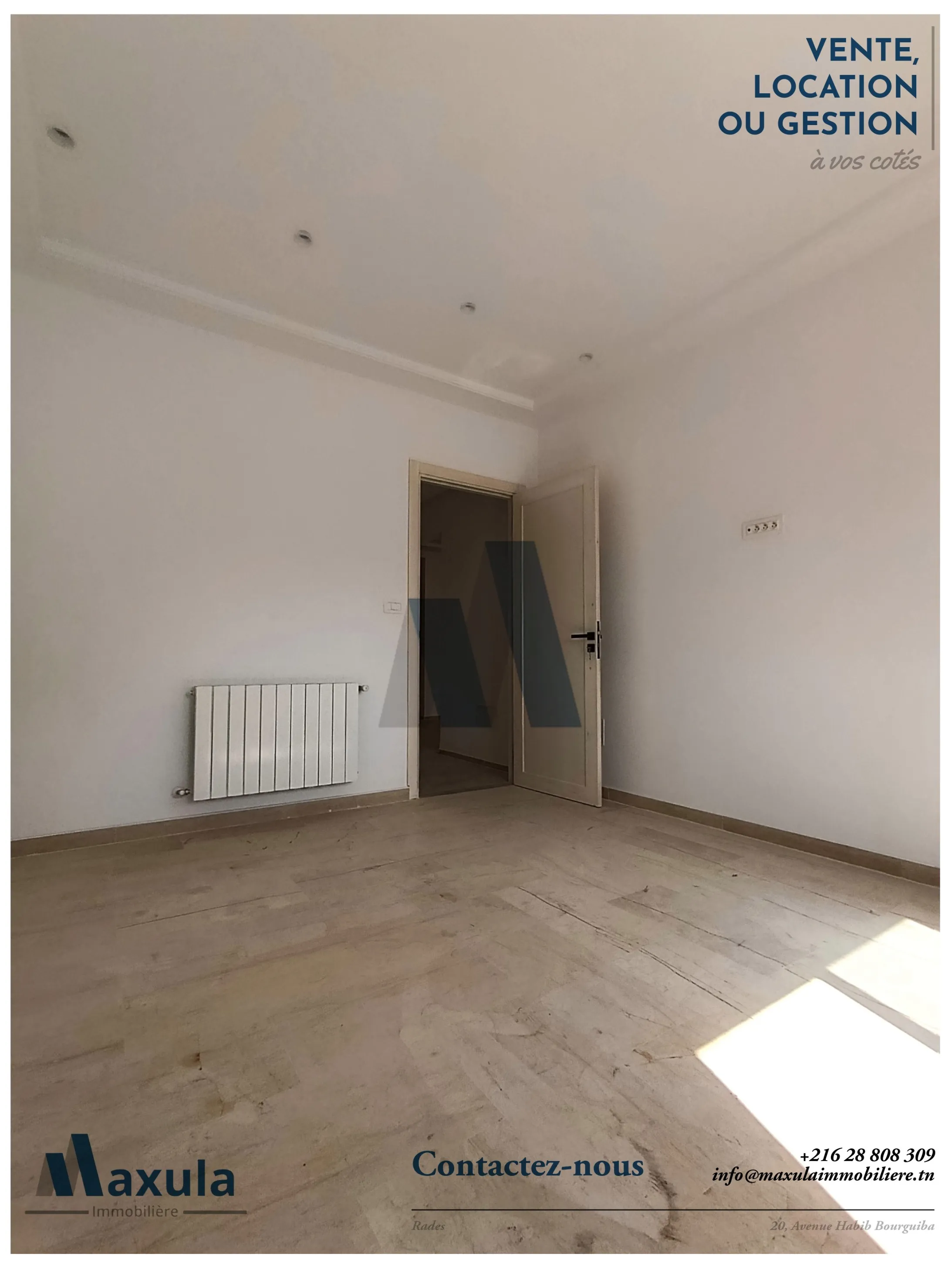 À LOUER APPARTEMENT S+2 À RADES PLAGE MONGI SLIM