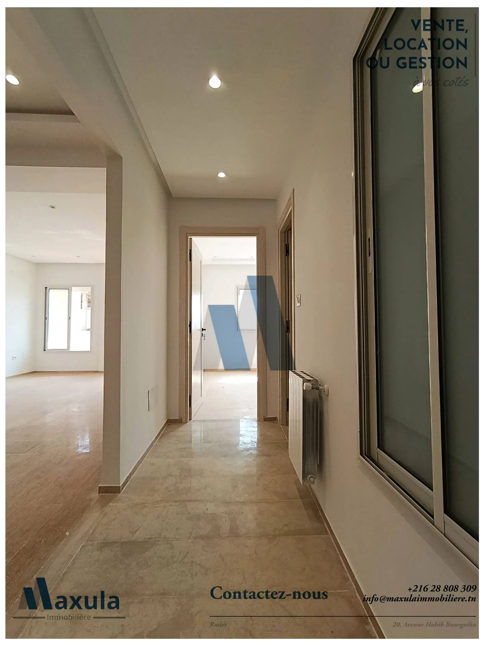 À LOUER APPARTEMENT S+2 À RADES PLAGE MONGI SLIM