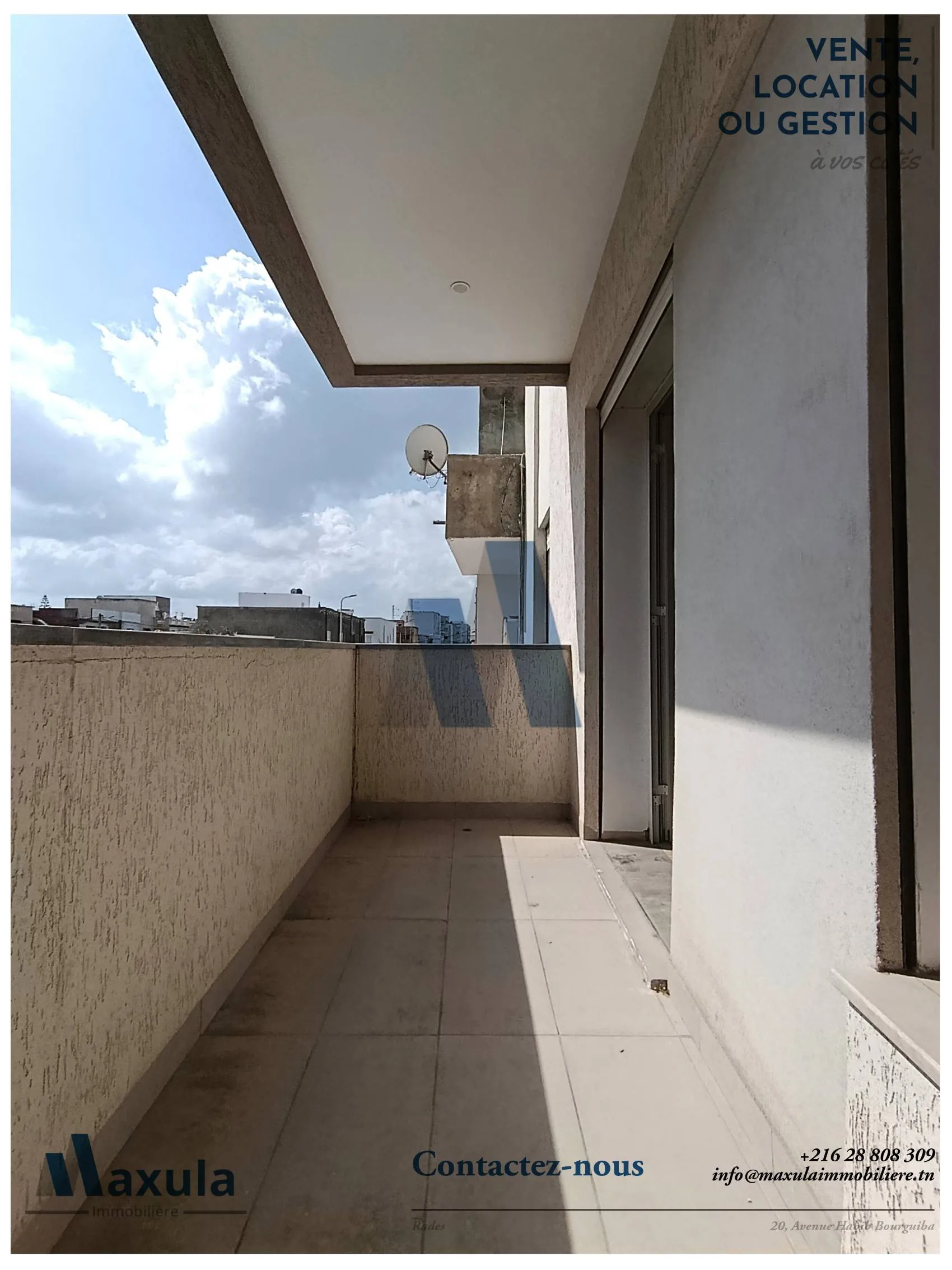 À LOUER APPARTEMENT S+2 À RADES PLAGE MONGI SLIM