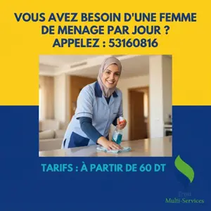 femme de menage par jour a jardins el manzeh
