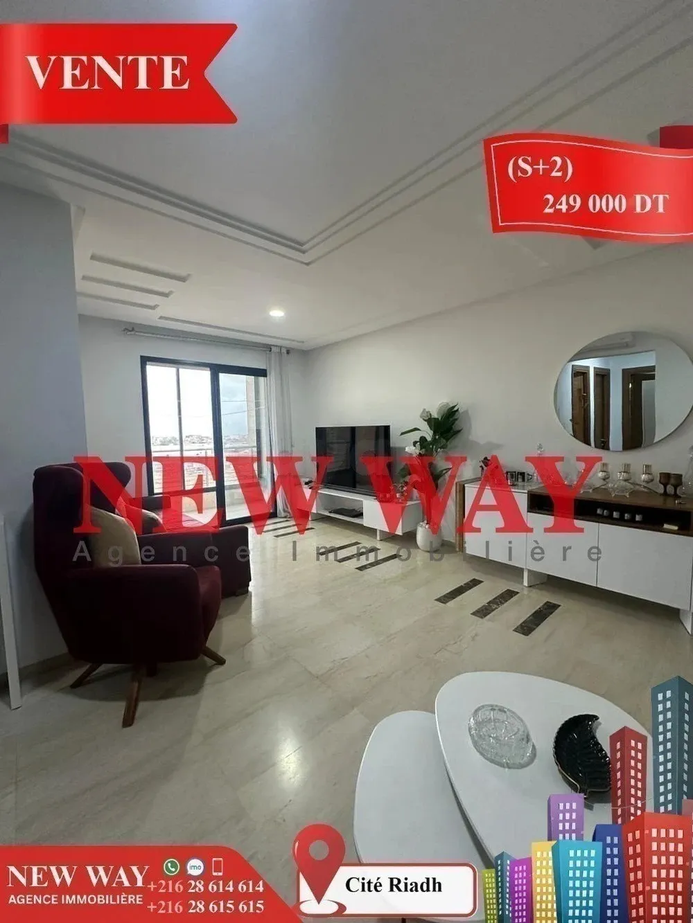 (S+2) à Cité Riadh 1 avec Place de Parking