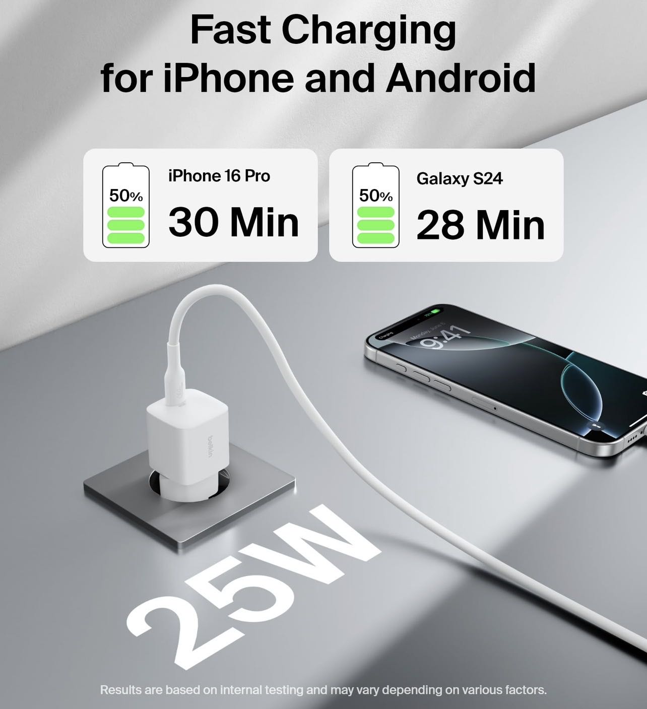 Belkin Chargeur Secteur USB-C 25W BOOST Charge Certifié Blanc 