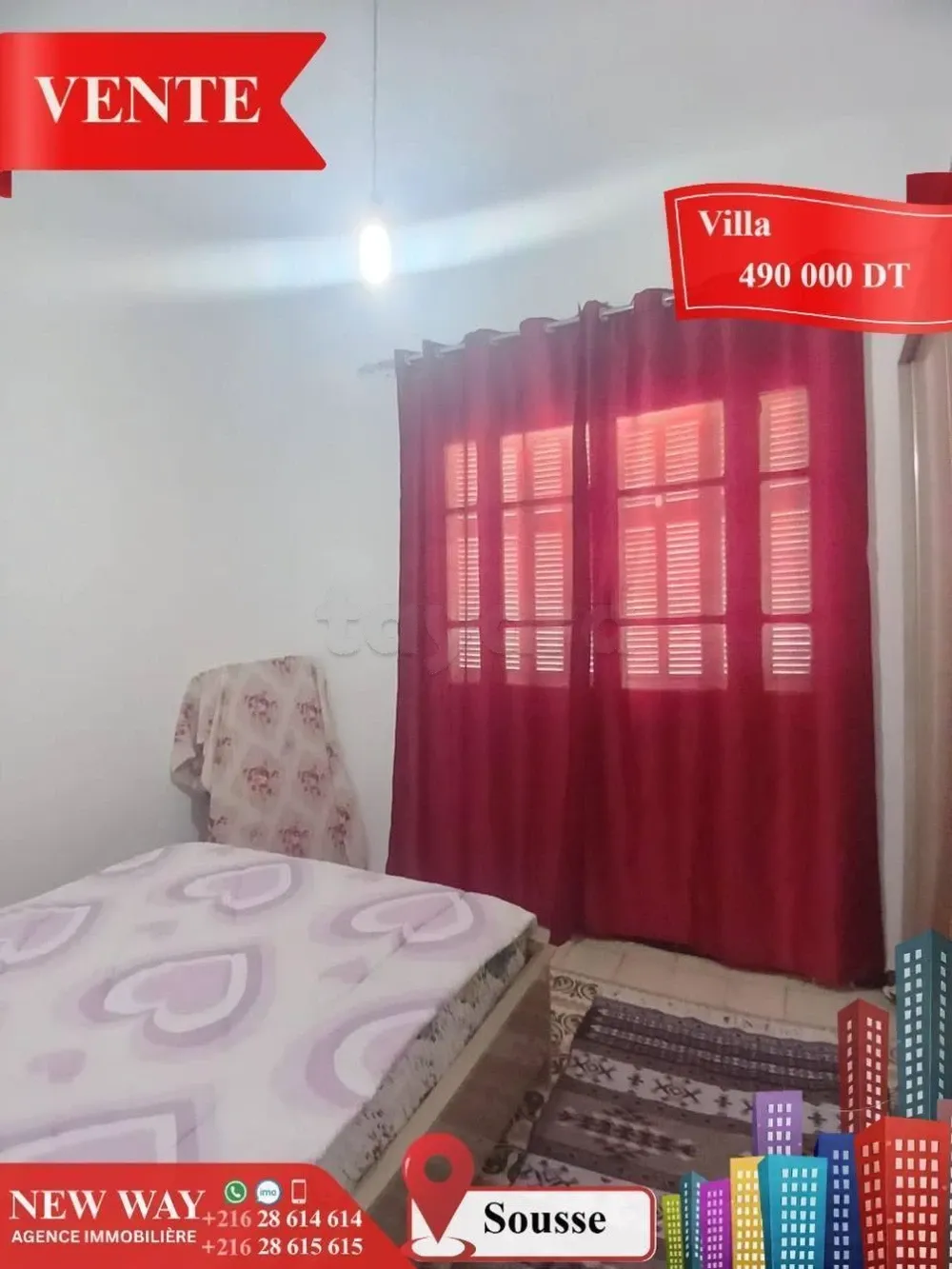 Villa de Plain Pied à Sousse, Proche de toutes Commodités