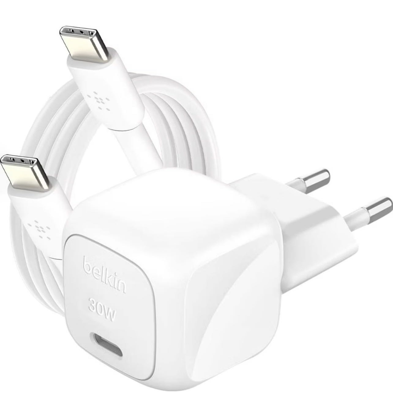 Belkin Chargeur Secteur USB-C 30W Power Delivery 3.1 avec Câble USB-C vers USB-C 