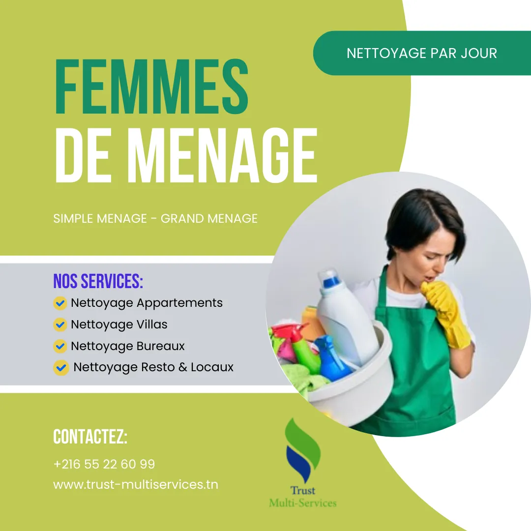 DES FEMMES DE MENAGE PAR JOUR A GAMMARTH