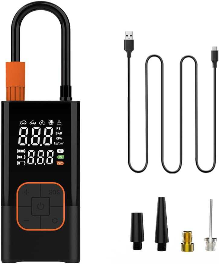 Gonfleur de pneu portable avec lumière LED