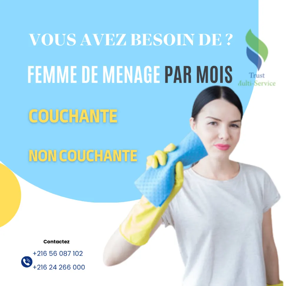 Vous cherchez une femme de ménage par Mois? 
