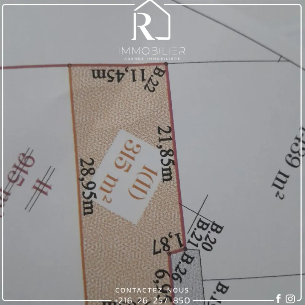 للبيع قطعة أرض في الحمامات  2éme position sur la route goudronnée تبعد فقط 3دق على البحر 