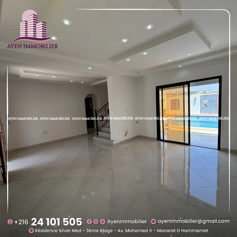  A vendre une villa s+4 à Hammamet 📱 +𝟐𝟏𝟔 𝟐𝟒 𝟏𝟎𝟏 𝟓𝟎𝟓 