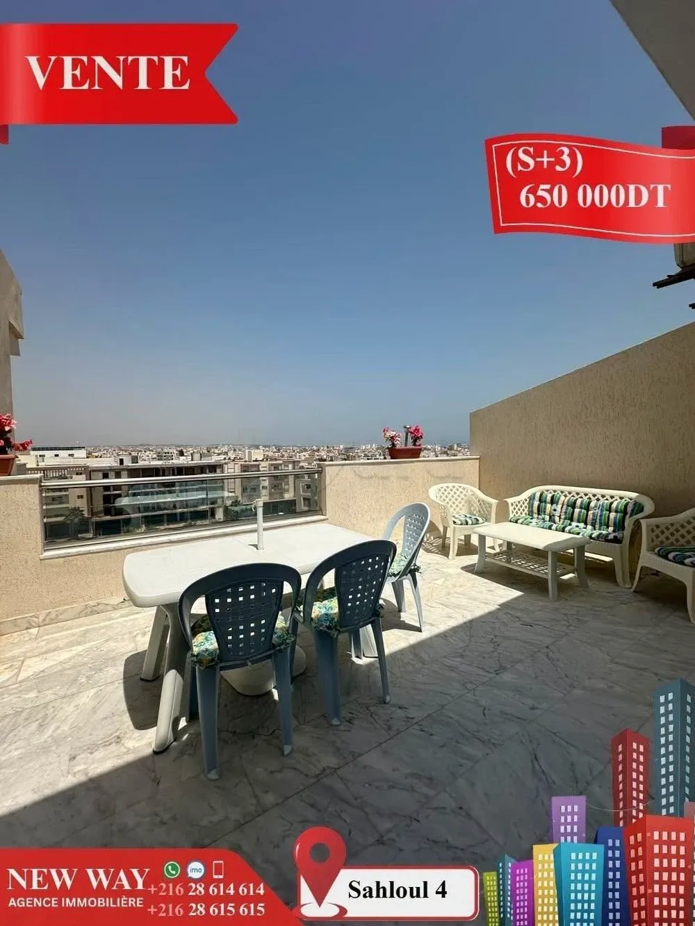 Appartement (s+3) à Sahloul 4 avec place de parking .