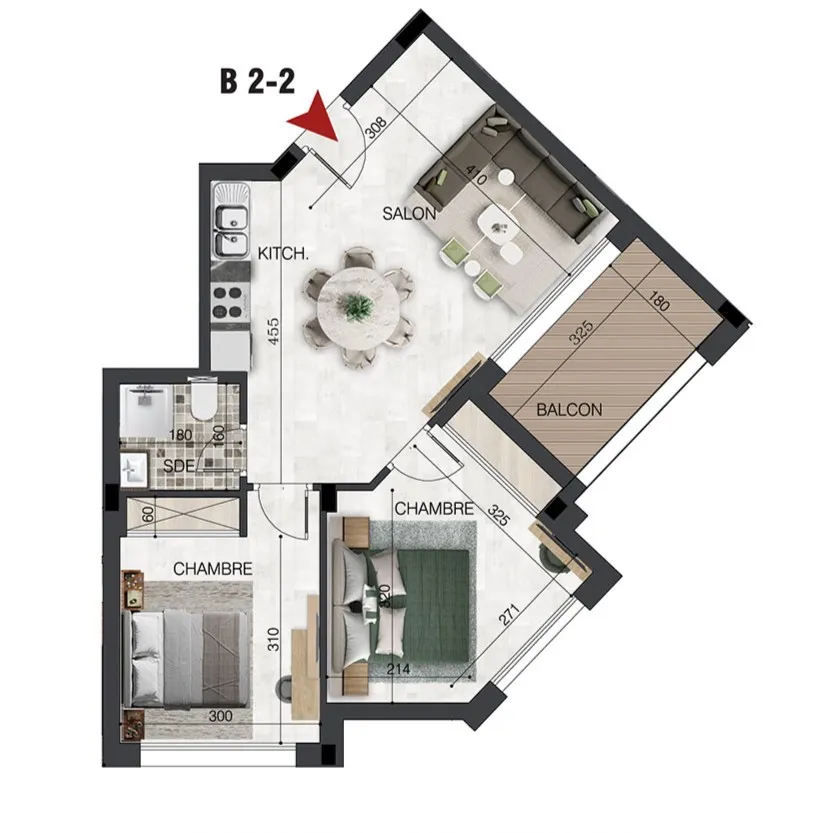 A Vendre Appartement S+2 avec Vue sur Mer dans une Résidence à Sidi Mahersi, Nabeul