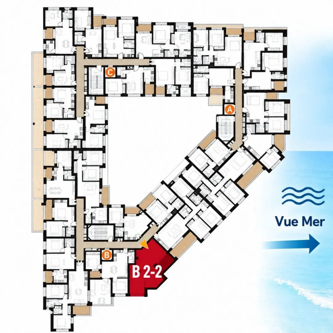 A Vendre Appartement S+2 avec Vue sur Mer dans une Résidence à Sidi Mahersi, Nabeul