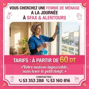 femme de menage par jour sfax ville