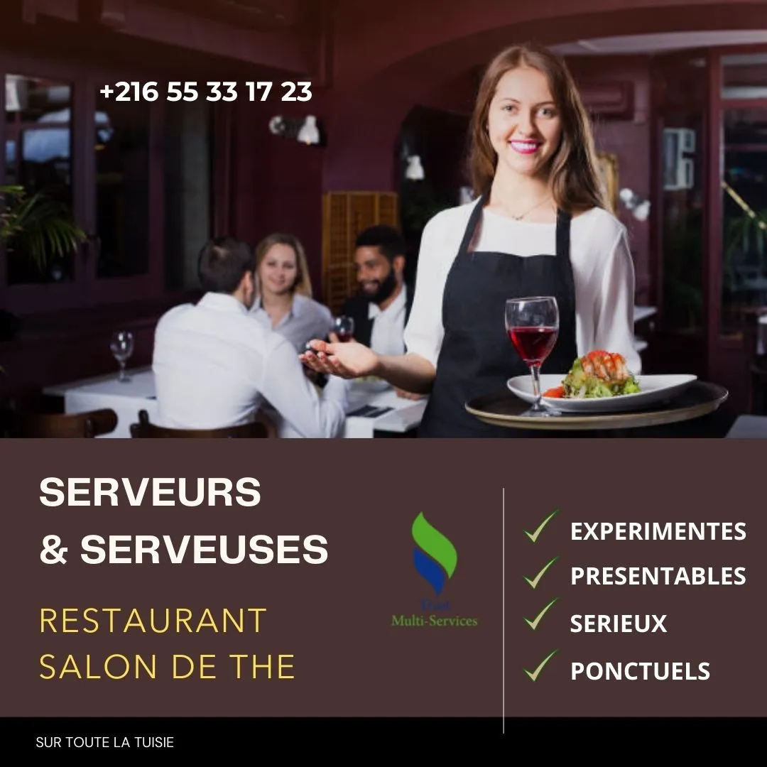 "Nous proposons des Serveurs & Serveuses pour travailler dans des restaurants et salons de Thé.