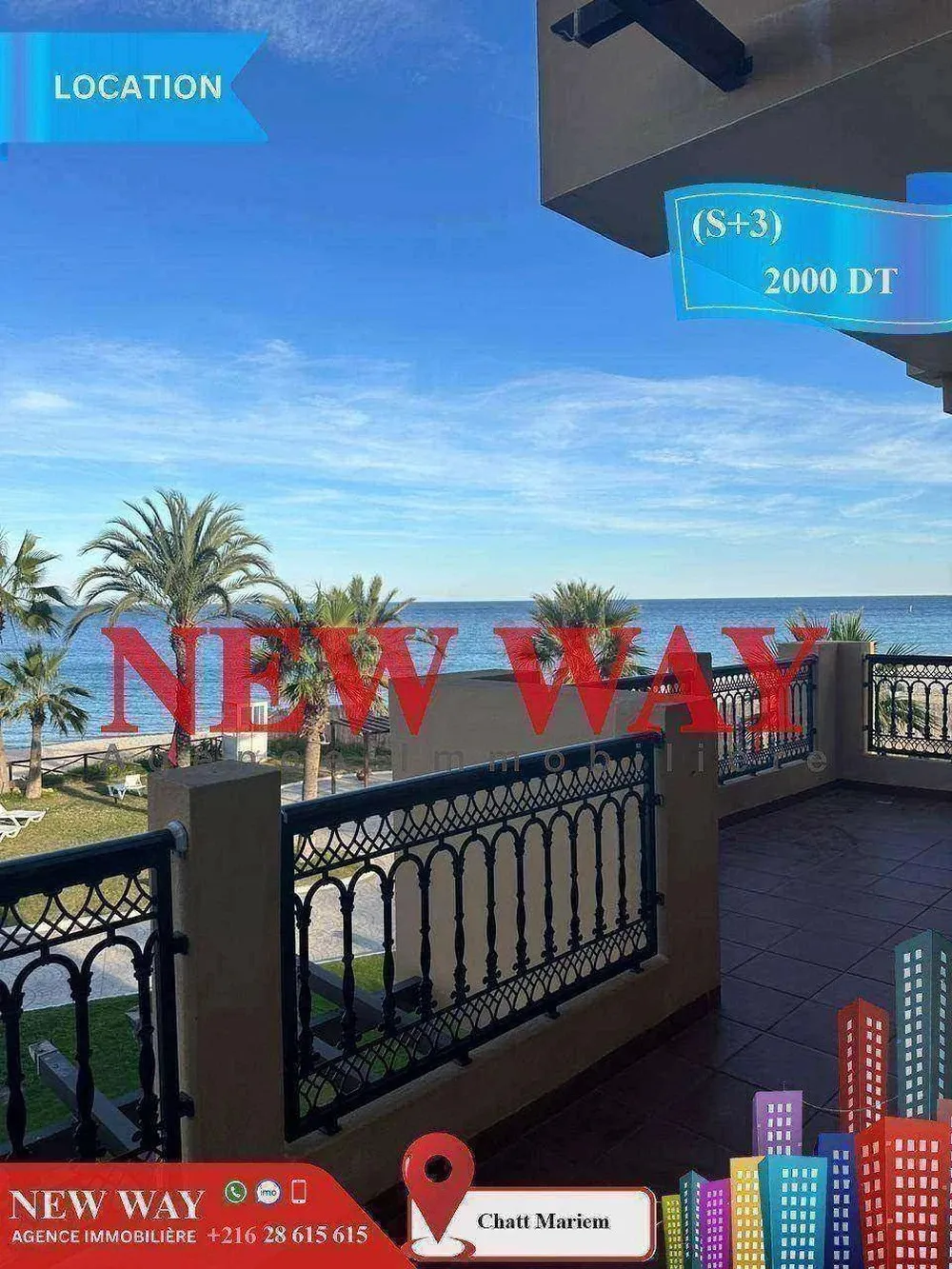 (S+3) Meublé front de mer à Chatt Mariem