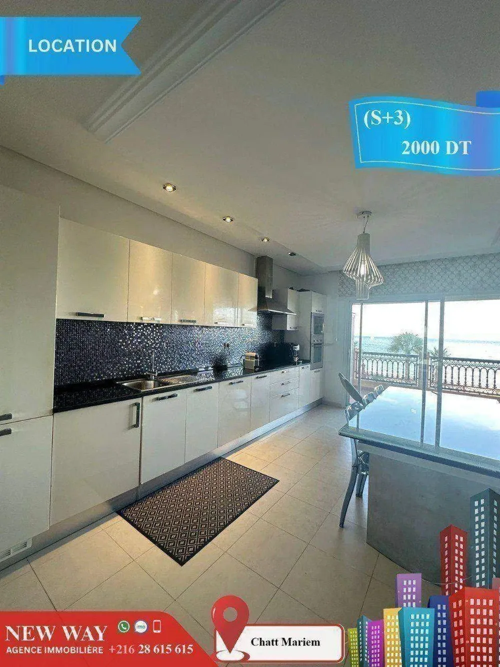 (S+3) Meublé front de mer à Chatt Mariem