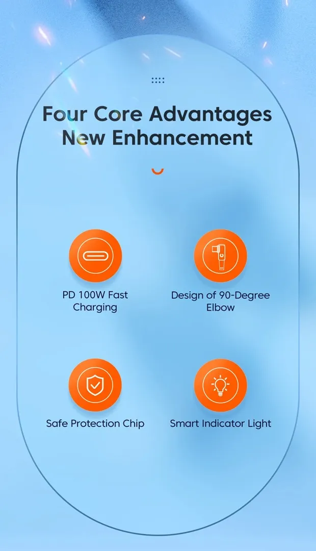 Câble charge Rapide 90° Type-C 100W 2Metres Gamer