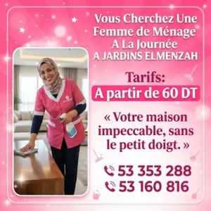 femme de menage par jour a jardins manzeh 1