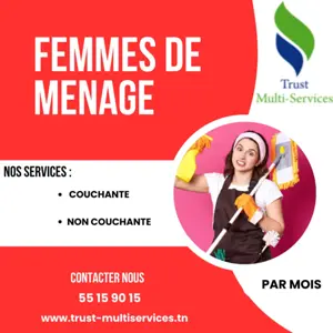 femme de nettoyage par mois a el ennasr