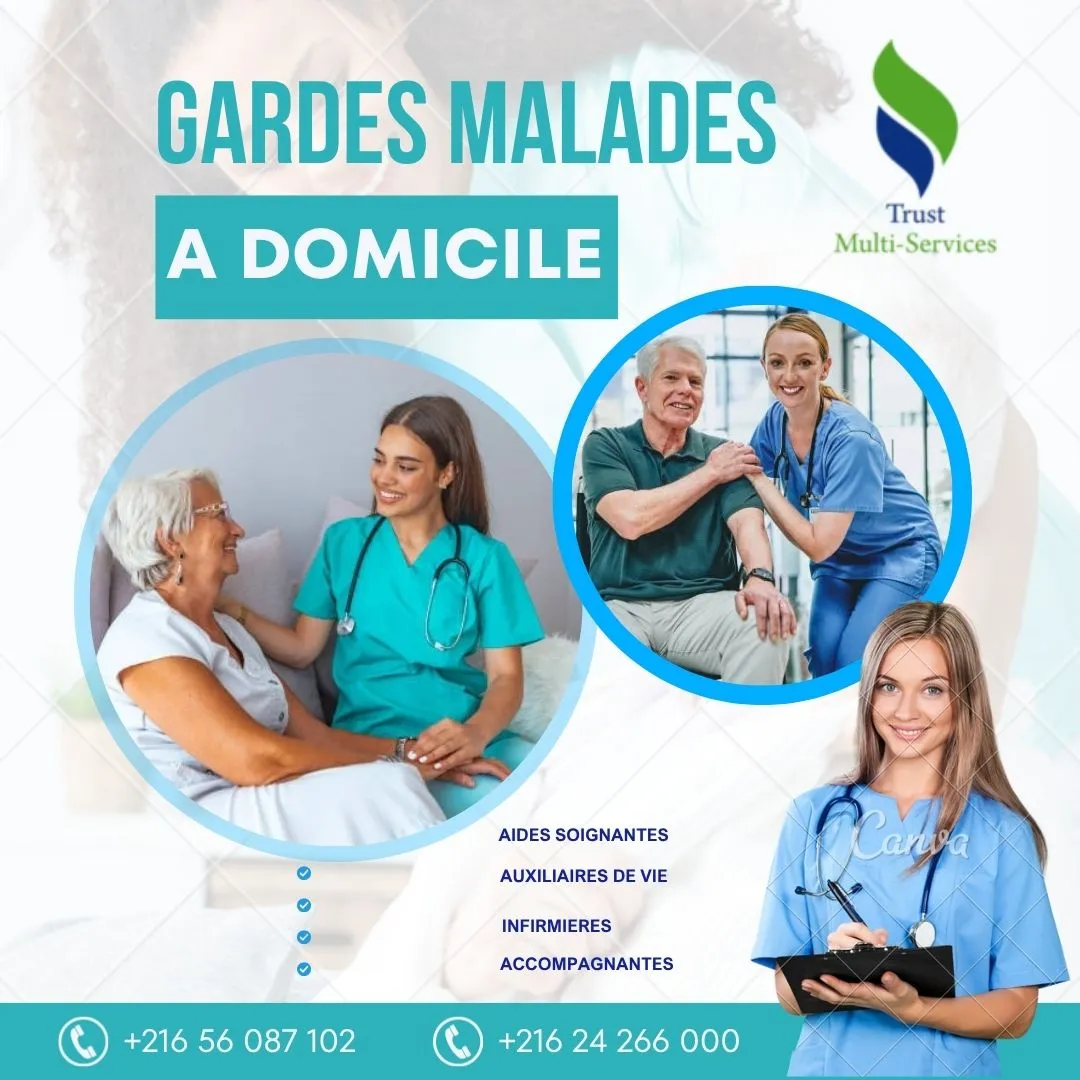 Garde Personne Agee à domicile par jour a Bardo