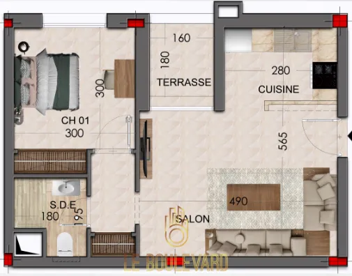 A Vendre Appartement S+1 Sur Plan à Soukra, Chotrana 2, Tunis