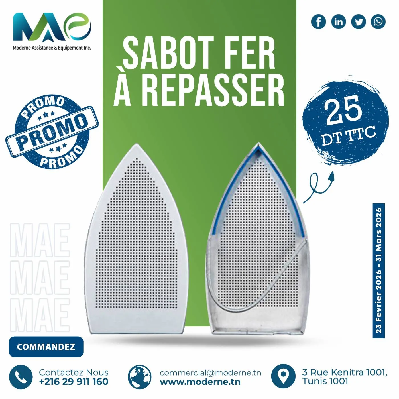 Sabot Fer à repasser pour les pressings