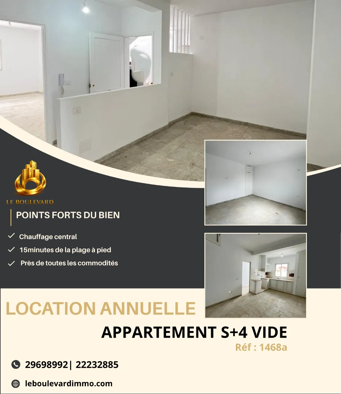 A Louer Appartement S+4 Vide Au 2ᵉ étage, Situé Au Centre-ville De Nabeul