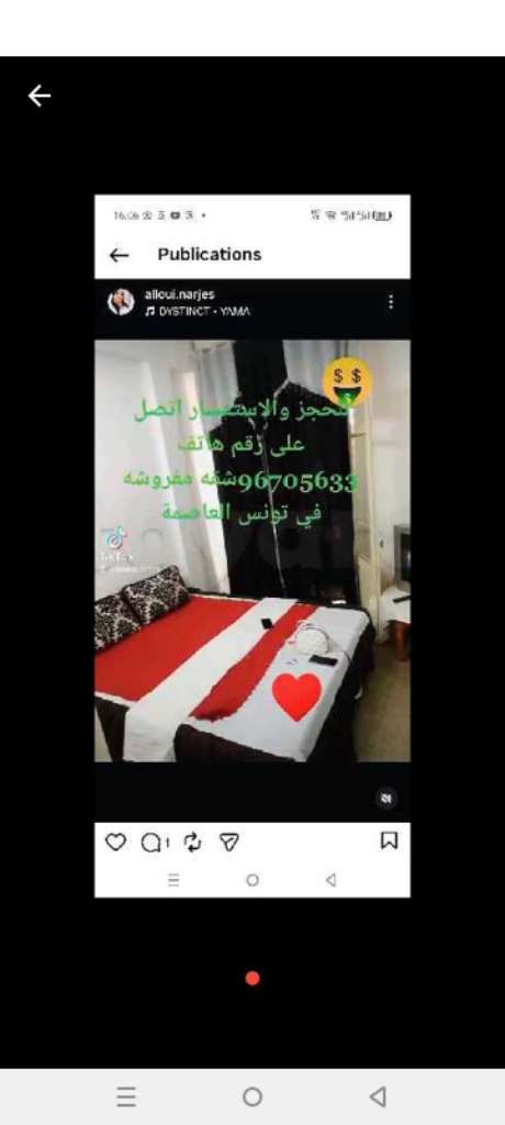 شقق مفروشة اخر طراز في تونس العاصمة برشلونة أو خلف برمليوم أو العوينة 