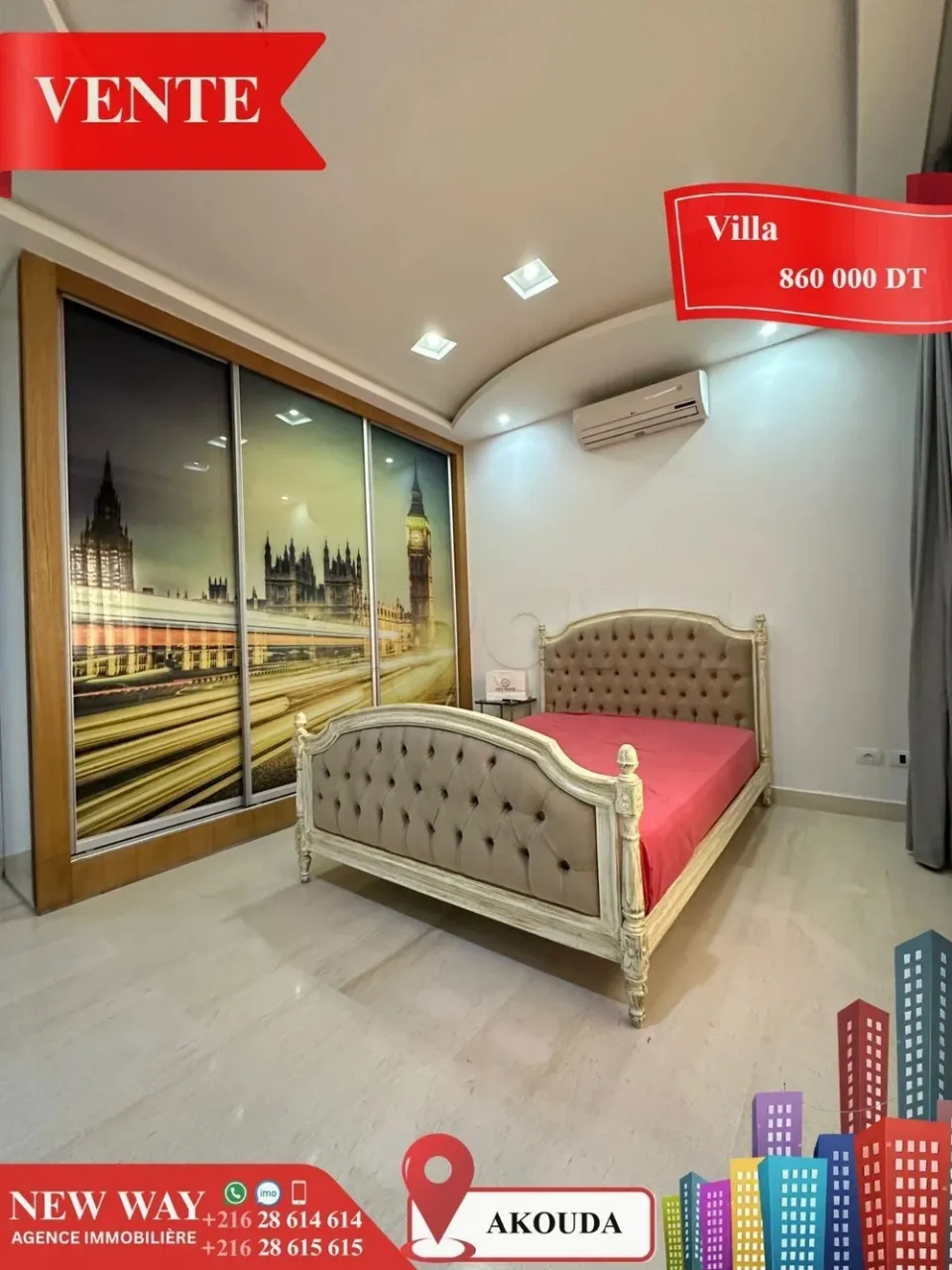 Villa de Plain Pied à Akouda dans un Quartier Résidentiel