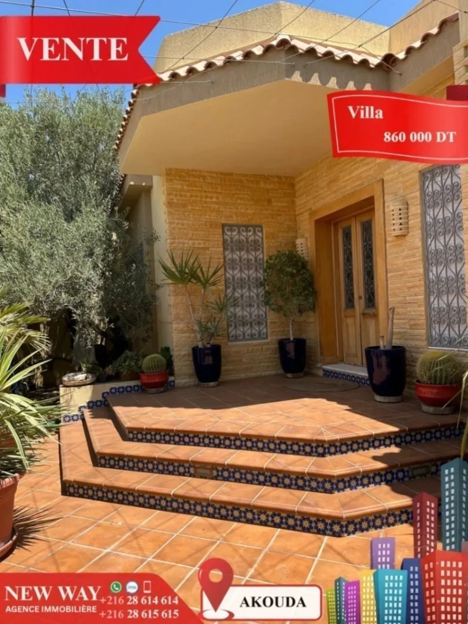 Villa de Plain Pied à Akouda dans un Quartier Résidentiel