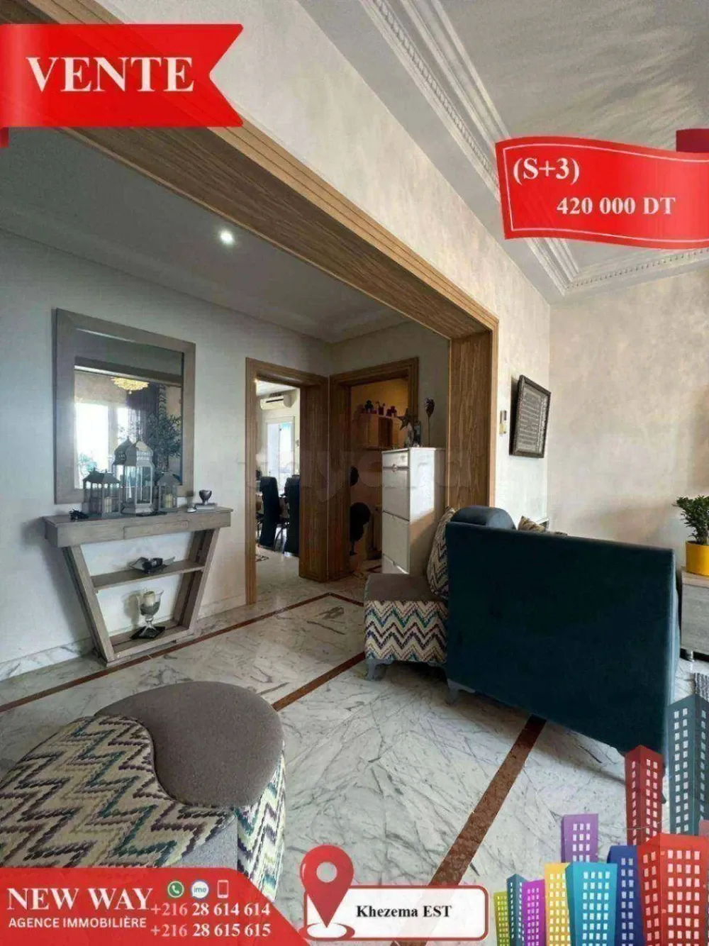 (S+3) à Khezema EST avec Place de Parking