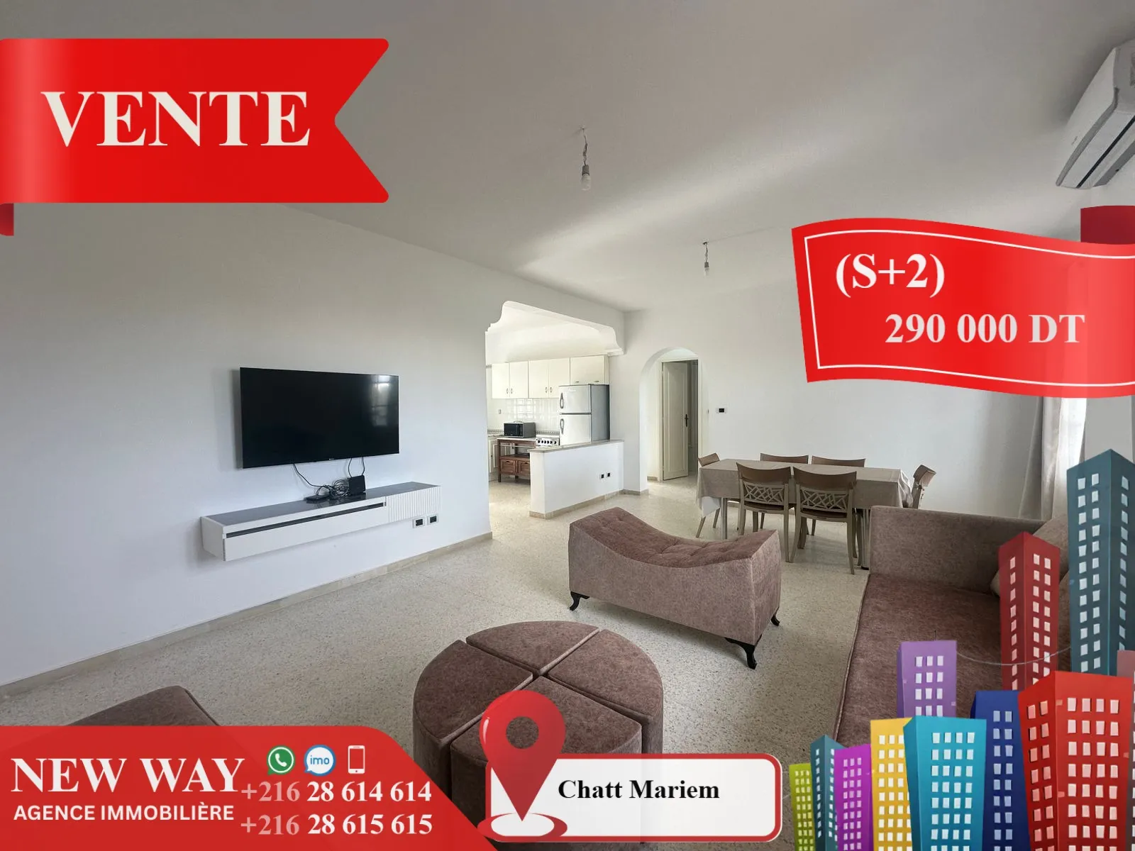 (S+2) Meublé à Chatt Mariem, Prés de la Mer