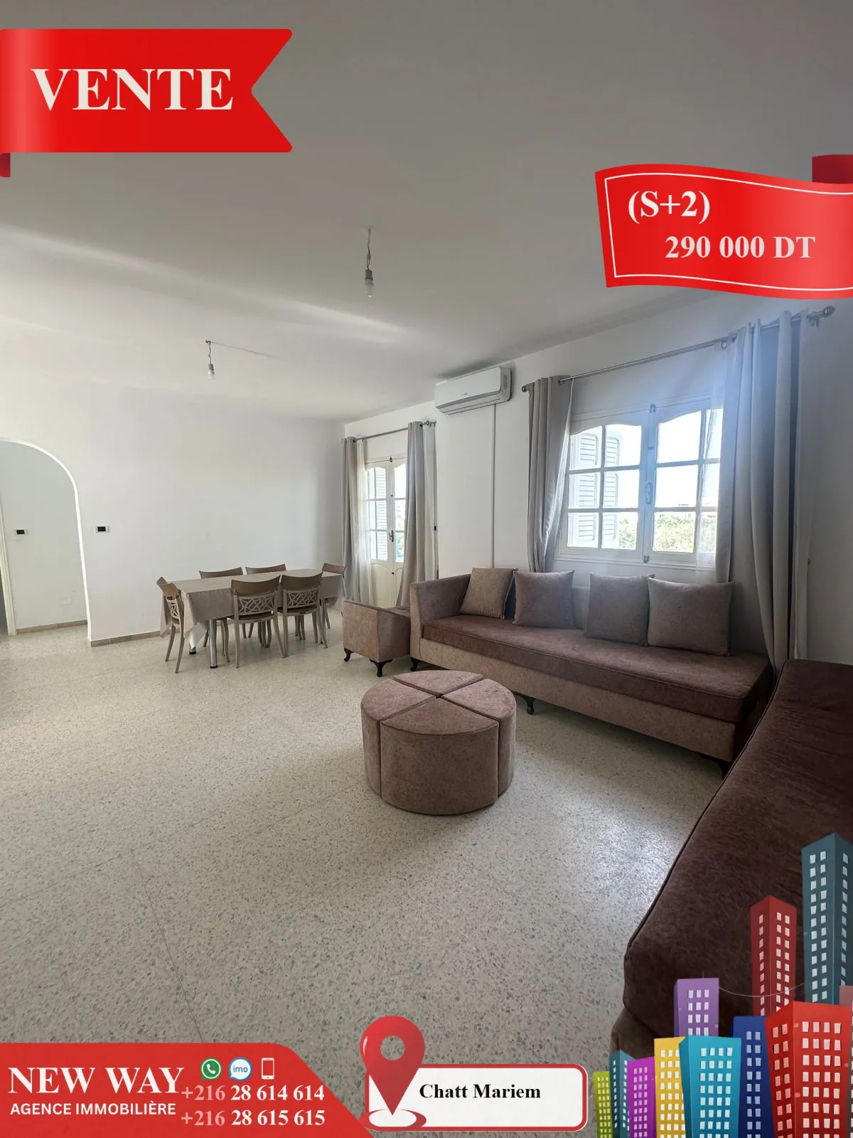 (S+2) Meublé à Chatt Mariem, Prés de la Mer