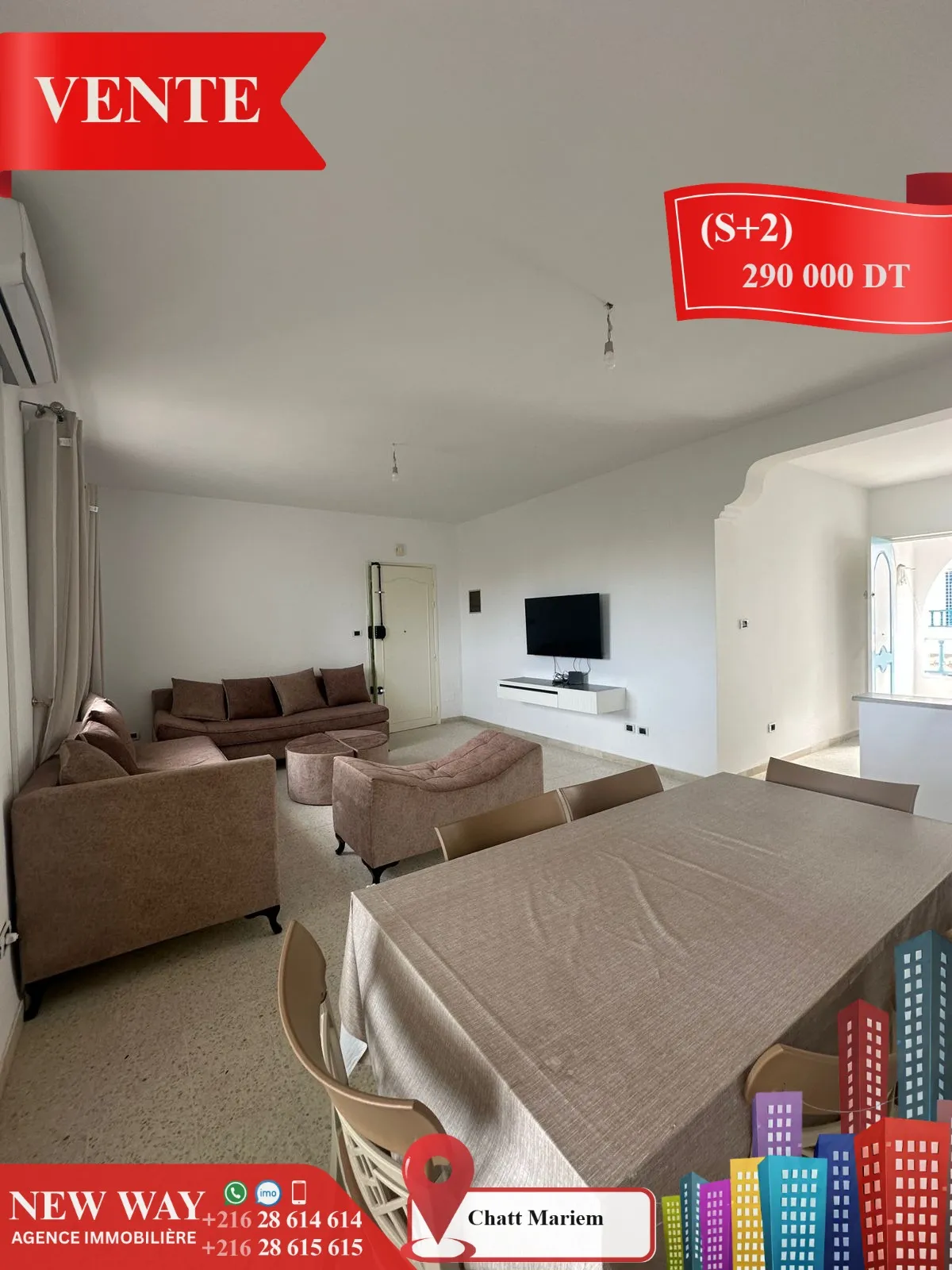 (S+2) Meublé à Chatt Mariem, Prés de la Mer