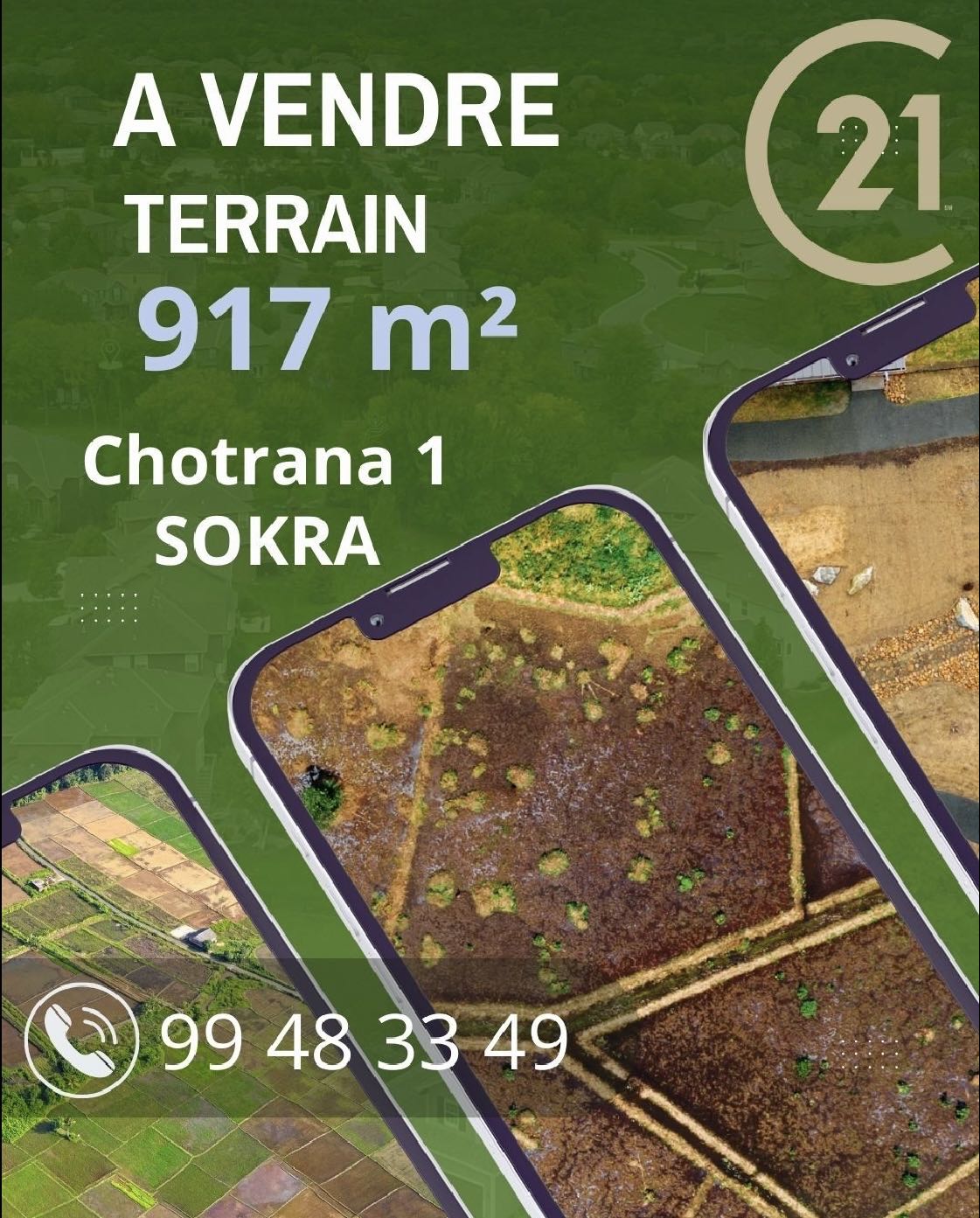 A Vendre Terrain de 917m² a Chotrana 1 - 917 m²